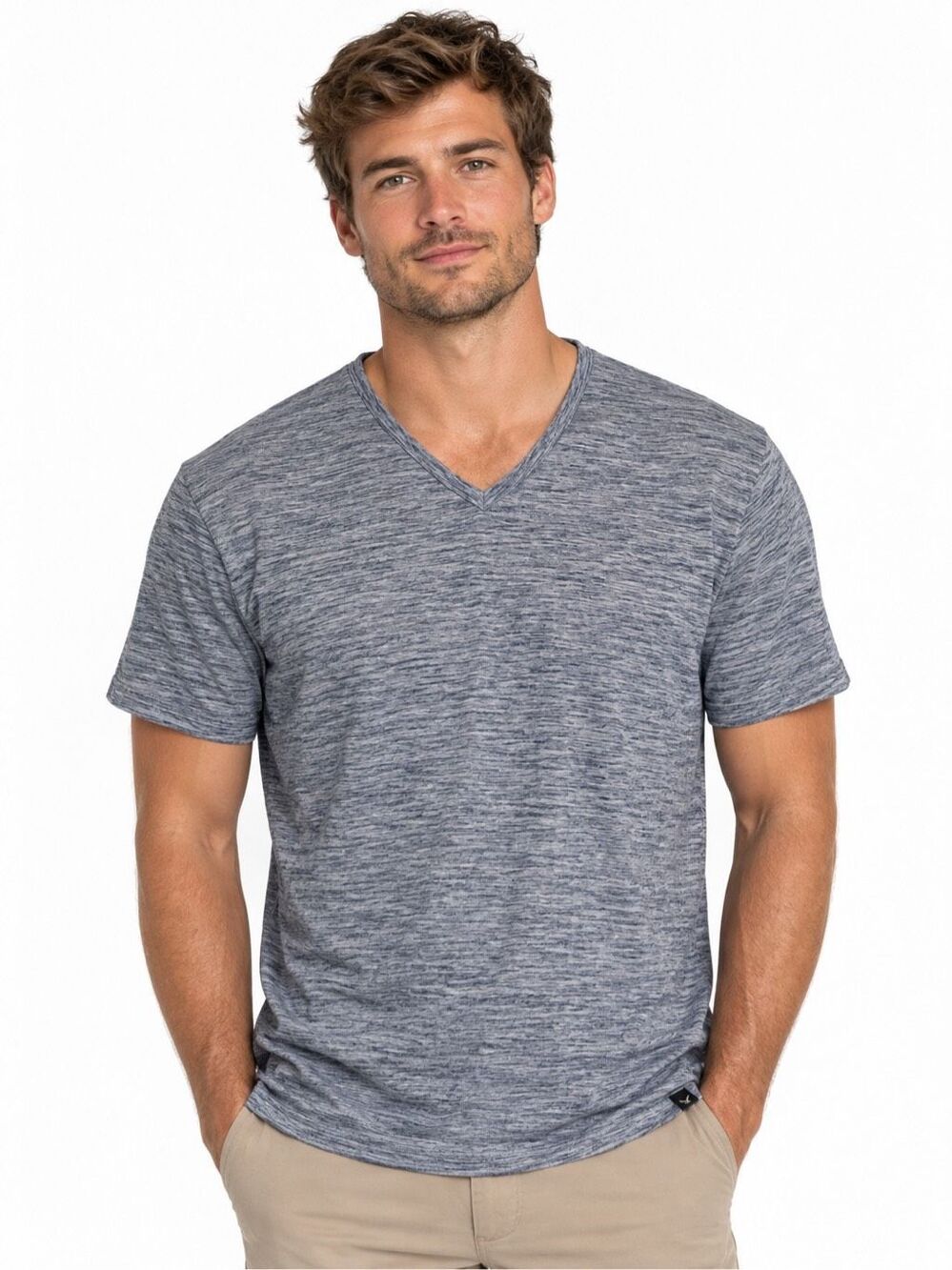 American Eagle Core Flex Heathered Blue V-Neck Men’s T-Shirt Size Small